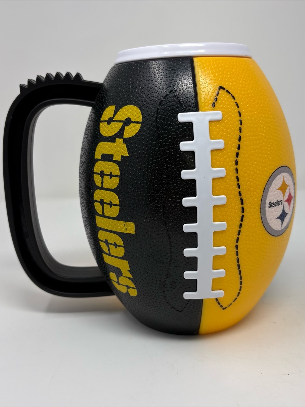 Pittsburgh Steelers 24 Ounce 3D Football Shaped  Mug  NFL Black Yellow Logo
